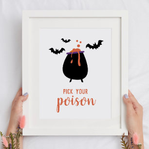 Halloween Drink Station   Pick Your Poison Party Poster