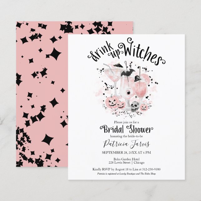Halloween Drink Up Witches Bridal Shower Invite (Front/Back)