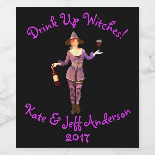 Halloween Drink Up Witches Name Date Wine Label