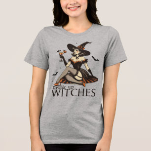 Halloween Drink Up Witches Retro Tri-Blend Shirt