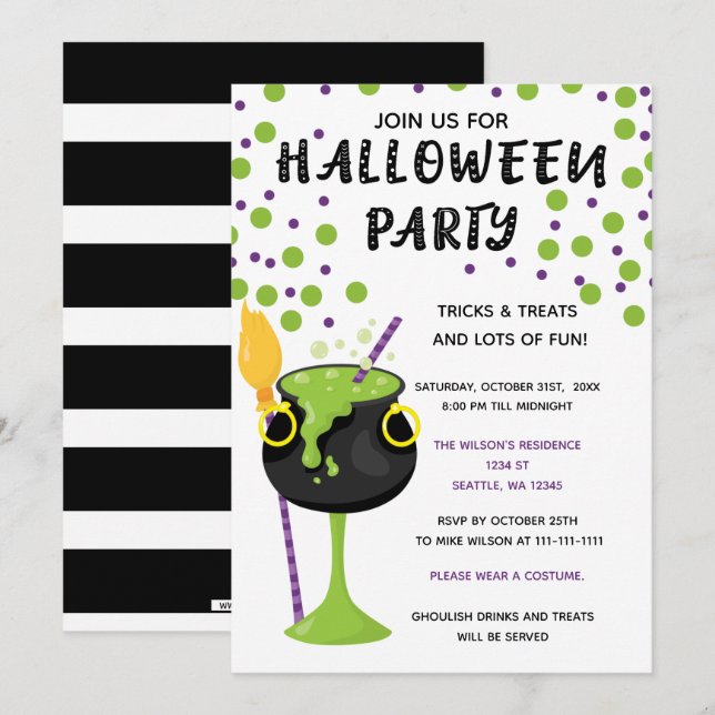 Halloween Drinks Candies and Treats Halloween Invitation (Front/Back)