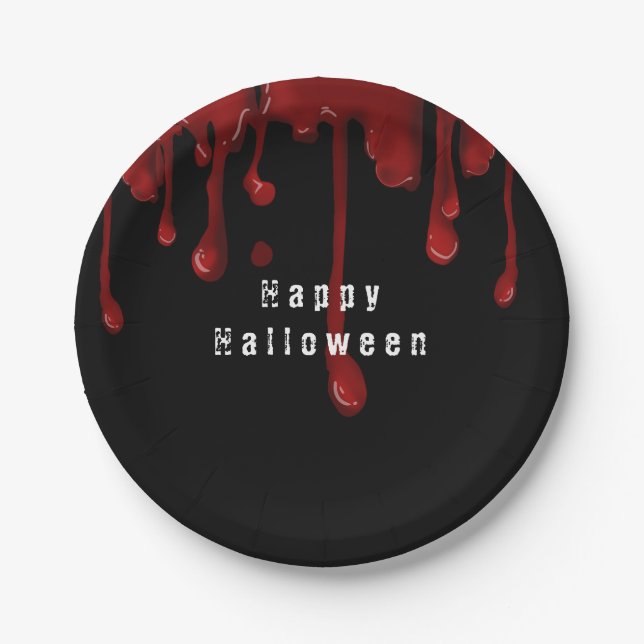 Halloween Dripping Blood  Paper Plates (Front)