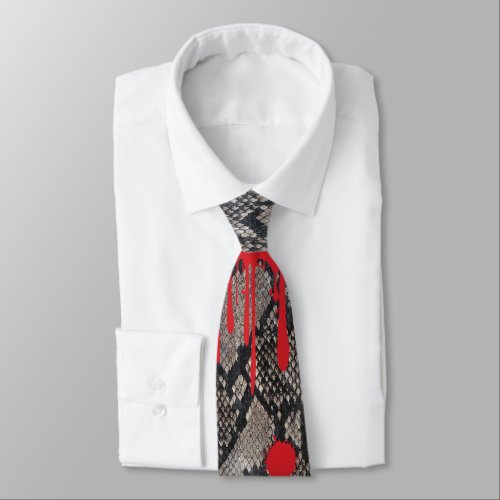 Halloween Dripping Blood Python Snake Skin Bloody Neck Tie