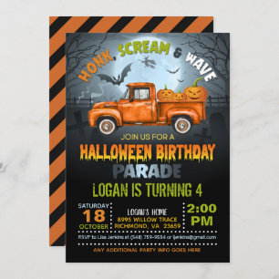 Halloween Drive By Birthday Parade Invitation