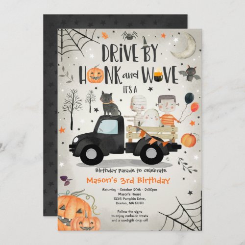Halloween Drive By Birthday Party Parade Invitation