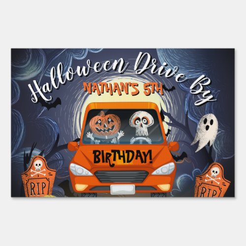 Halloween Drive by Car Birthday Party Sign