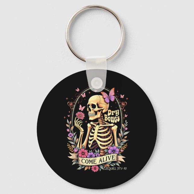 Halloween Dry Bones Come Alive Dancing Skeleton Ch Keychain (Front)