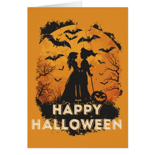 Halloween duo in moonlight cards (Front)
