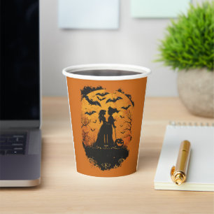 Halloween duo in moonlight paper cups