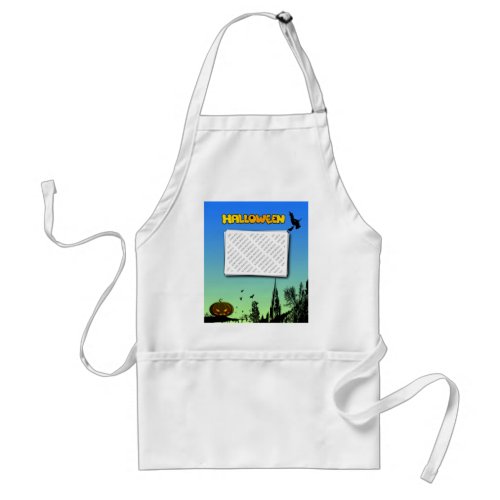 Halloween Dusk with Witch Add Photo Frame Adult Apron