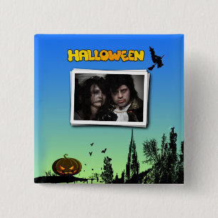 Halloween Dusk with Witch Add Photo Frame Button