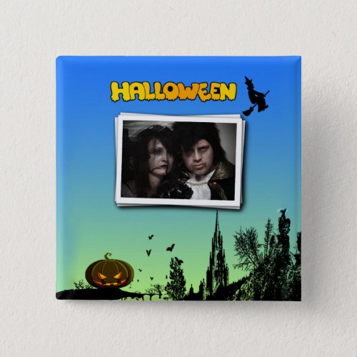 Halloween Dusk with Witch Add Photo Frame Button