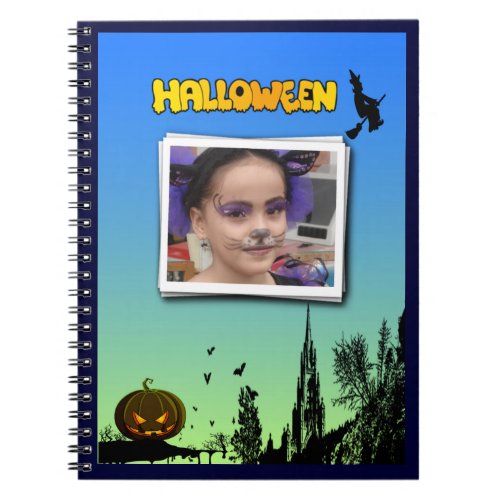 Halloween Dusk with Witch Add Photo Frame Notebook