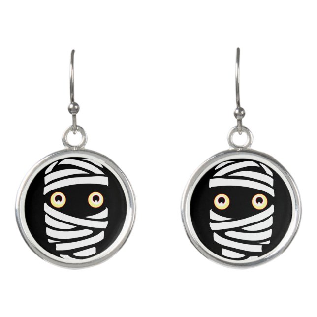 Halloween Earrings Cute Halloween Mummy Earrings (Front)