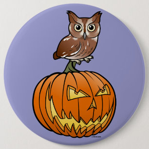 Halloween Eastern Screech Owl Button