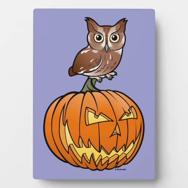 Halloween Eastern Screech Owl Plaque (Front)