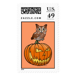 Halloween Eastern Screech Owl Large Stamp 2.5