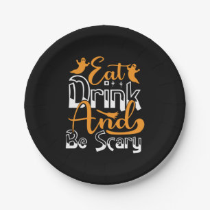 Halloween Eat Drink And Be Scary Birthday Paper Plates