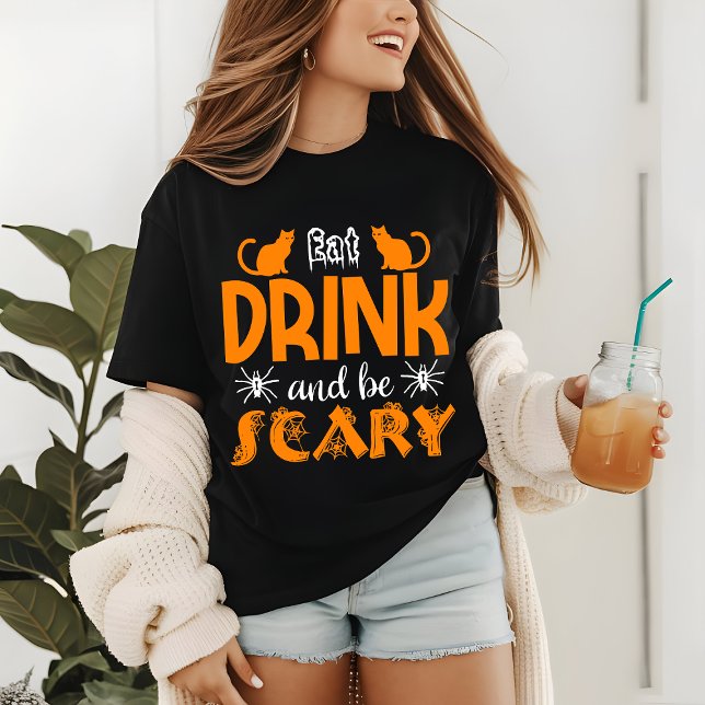 Halloween Eat Drink And Be Scary Modern Funny Tri-Blend Shirt (Creator Uploaded)