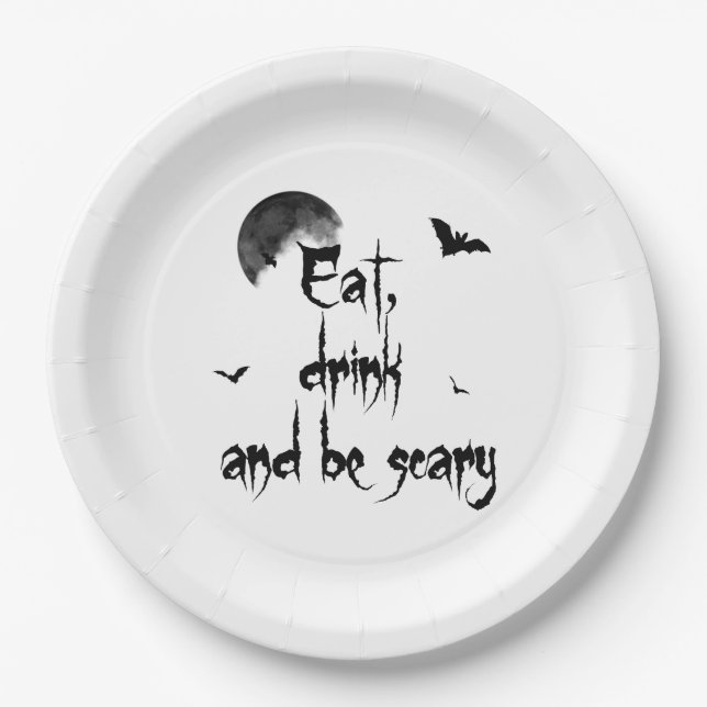 Halloween - Eat, drink and be scary Paper Plates (Front)