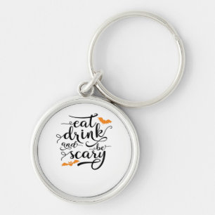 Halloween Eat Drink And Be Scary Retro Classic Keychain