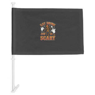 Halloween Eat Drink Be Scary Ghost Design_1 Car Flag