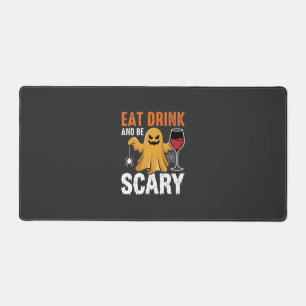Halloween Eat Drink Be Scary Ghost Design_1 Desk Mat