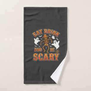 Halloween Eat Drink Be Scary Ghost Design_1 Hand Towel