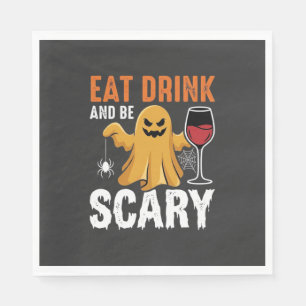 Halloween Eat Drink Be Scary Ghost Design_1 Napkins