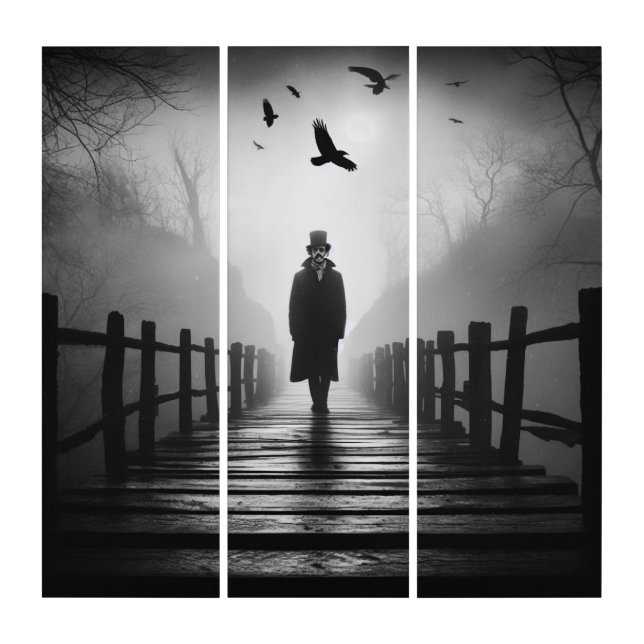  Halloween Edgar Allan Poe Raven Poem Triptych (Front)