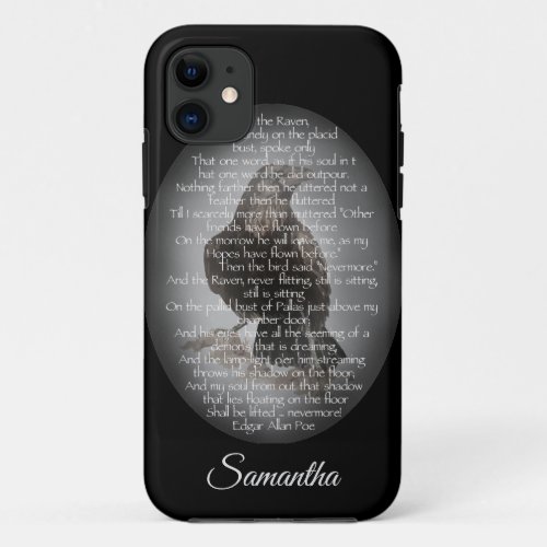 Halloween Edgar Allen Poe Raven  Custom Name iPhone 11 Case