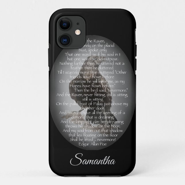 Halloween, Edgar Allen Poe, Raven,  Custom Name Case-Mate iPhone Case (Back)