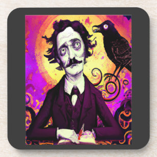 Halloween, Edgar Allen Poe, Raven, Nevermore  Beverage Coaster