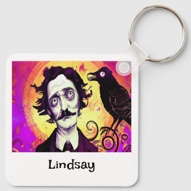 Halloween, Edgar Allen Poe, Raven, Nevermore  Keychain (Back)