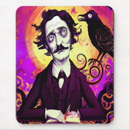 Halloween Edgar Allen Poe Raven Nevermore  Mouse Pad