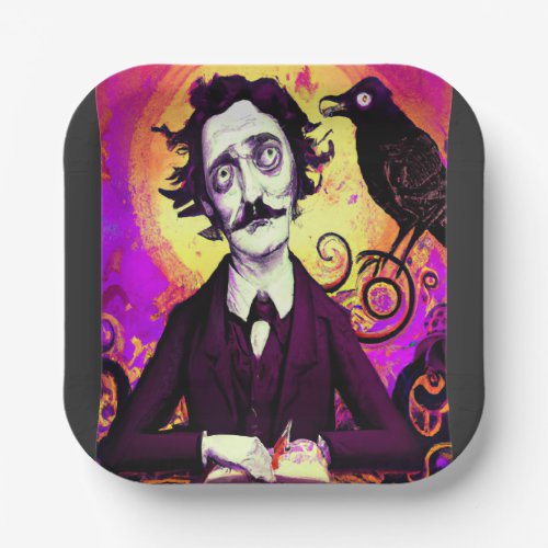 Halloween Edgar Allen Poe Raven Nevermore   Paper Plates