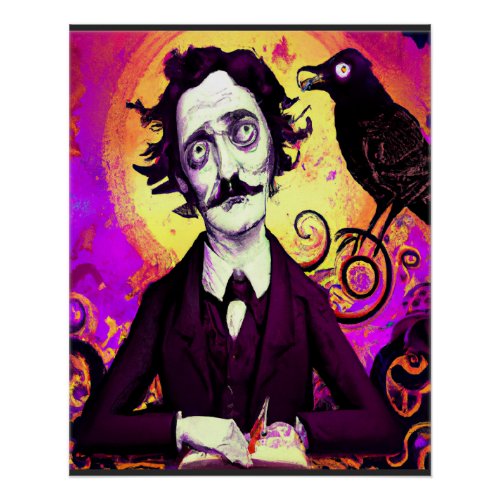 Halloween Edgar Allen Poe Raven Nevermore  Post Poster