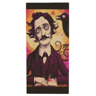 Halloween, Edgar Allen Poe, Raven, Nevermore Wood Flash Drive