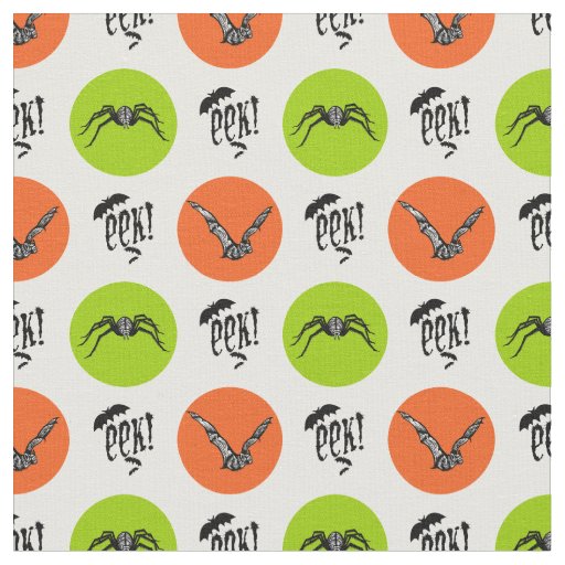 Halloween Eek Bats and Spiders Pattern Fabric