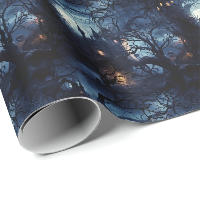  💀Halloween  🌑 "Eerie Midnight Manor" 🌑 Wrapping Paper (Roll Corner)