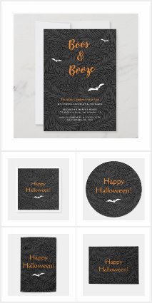 Halloween - Elegant Black Floral Botanical