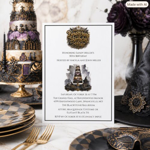 Halloween Elegant Gothic 30th Birthday Party Invitation