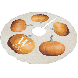 Halloween Elegant Harvest Pumpkins - Personalized Brushed Polyester Tree Skirt