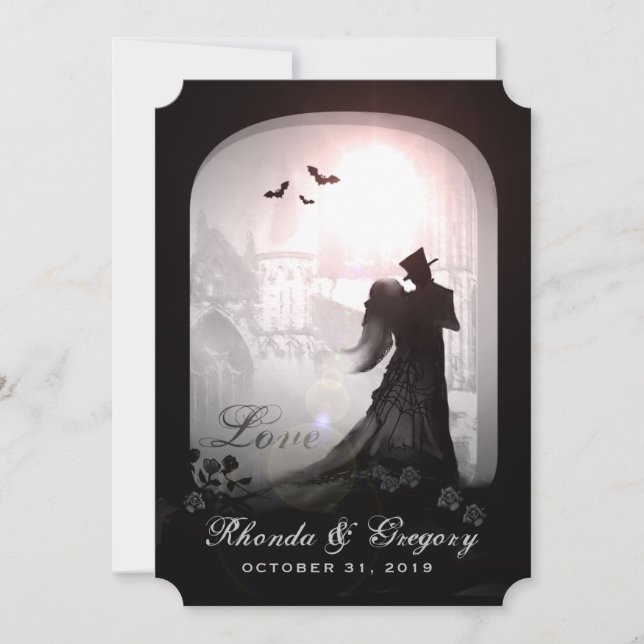 Halloween Elegant Love Silhouette Wedding Invite (Front)