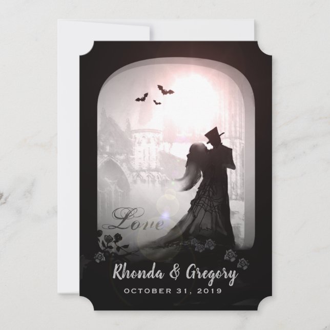 Halloween Elegant Love Silhouette Wedding Invite (Front)