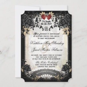 Halloween Elegante Black Rose Wedding Invitation
