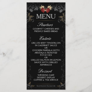 Halloween Elegante Black Rose Wedding Menu