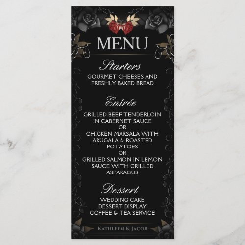 Halloween Elegante Black Rose Wedding Menu