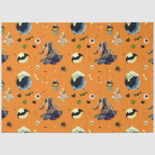 Halloween Elements on Orange Tissue Paper