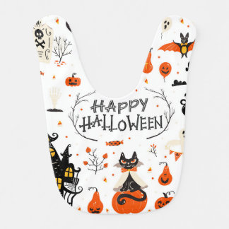Halloween Elements Vintage Set Design Baby Bib